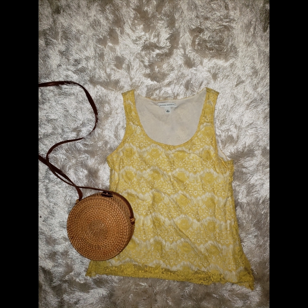 Lace Yellow Tank Top